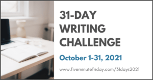 31 day writing challenge graphic with a blank notebook